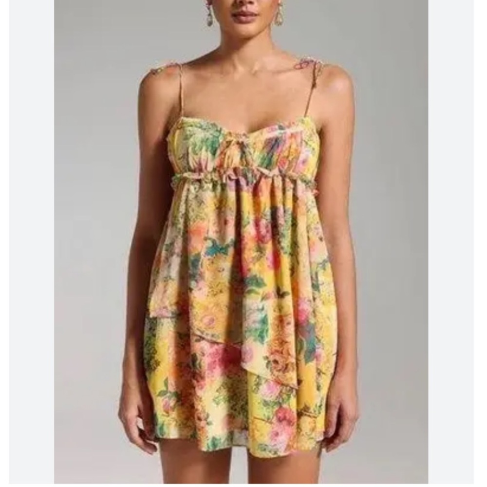 For Love Bell Yellow Floral Mini Dress - Picture 2 of 5